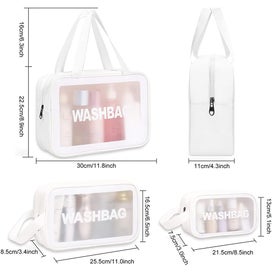 Listing 6 of 6 for 3Pcs PVC Cosmetic Bags for Makeup Travel Toiletry Wash Bags -White