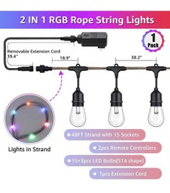 Listing 6 of 8 for RGB Festoon Lights – 14.6m – 7 Colours + Unique Fairy String – Commercial Grade