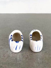 Listing 2 of 5 for Vintage 80s Delft Porcelain Clogs w/ Hand Painted Windmills Excellent Condition