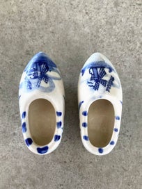 Listing 1 of 5 for Vintage 80s Delft Porcelain Clogs w/ Hand Painted Windmills Excellent Condition