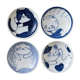 Listing 1 of 4 for 4Pcs Japanese Small Plate Ceramic Cute Cats Design Seasoning Plates