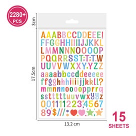 Listing 2 of 6 for NEW 2280PCS 15 Sheets Colourful English Letters and Numbers Decorative Stickers