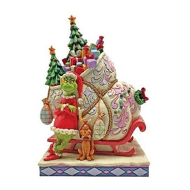 Listing 1 of 2 for Dr Seuss The Grinch by Jim Shore - Grinch & Max Standing by Sleigh