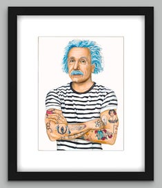 Listing 2 of 20 for Inked Einstein | Pop Art Portrait Painting | Framed Print 1/20