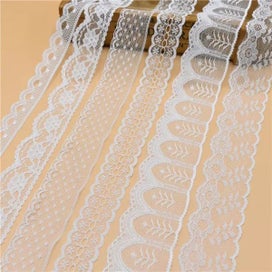Listing 3 of 10 for 10Yards White Wide French African Lace Ribbon For Sewing Embroidered Clothing