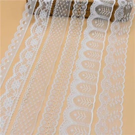 Listing 4 of 10 for 10Yards White Wide French African Lace Ribbon For Sewing Embroidered Clothing