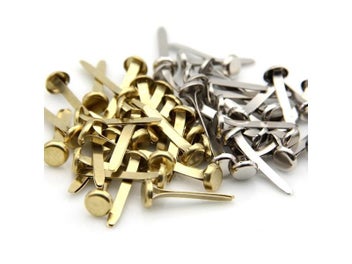 Listing 4 of 8 for 50Pcs 8X25mm Gold Metal Round Brads Scrapbooking Embellishment Fastener Brad