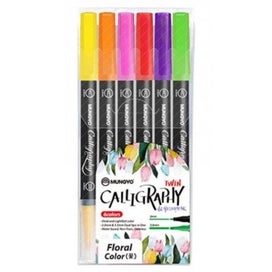 Listing 1 of 1 for Mungyo Dual Floral Calligraphy Markers Set of 6