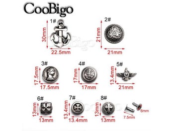 Listing 4 of 10 for 10sets Pewter Punk Studs Rivet Spikes For DIY Leather Craft Parts