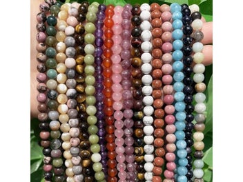 Listing 3 of 10 for Natural Round Tiger Eye Amazonite Garnet Agates Angelite Quartz Lava Beads For