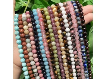 Listing 4 of 10 for Natural Round Tiger Eye Amazonite Garnet Agates Angelite Quartz Lava Beads For