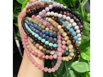 Listing 5 of 10 for Natural Round Tiger Eye Amazonite Garnet Agates Angelite Quartz Lava Beads For