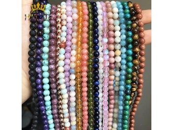 Listing 6 of 10 for Natural Round Tiger Eye Amazonite Garnet Agates Angelite Quartz Lava Beads For