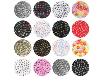 Listing 3 of 10 for Mixed Letter Acrylic Beads Round Flat Alphabet Digital Cube Loose Spacer Beads