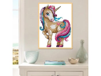 Listing 1 of 9 for Unicorn Cartoon Animal Home Decor Paintings On Canvas DIY Cross Stitch Kits
