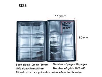 Listing 6 of 10 for 60 Piece/Coin Collection Album For Coins 40mm With Anti-slip Cover 6 Grids/page