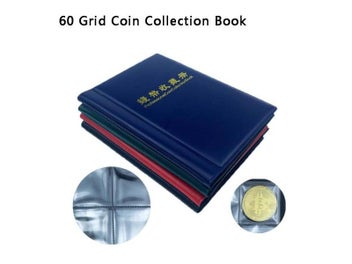 Listing 7 of 10 for 60 Piece/Coin Collection Album For Coins 40mm With Anti-slip Cover 6 Grids/page