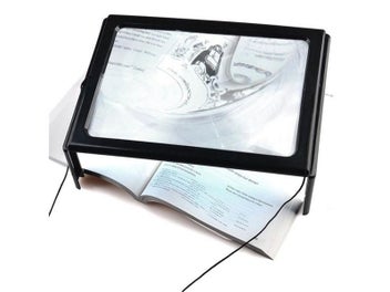 Listing 4 of 9 for Triple Reading Lens Magnifier 3X Full Page With 4 LED Lights Stand For Seniors
