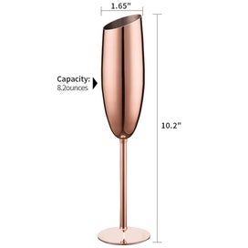 Listing 7 of 9 for Premium Stainless Steel Champagne Glasses 4-Pack Shatterproof Diagonal Flutes...