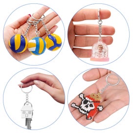 Listing 2 of 5 for 100pcs Keychain Rings, 2'' Split Keyrings with Chain and Jump Ring for DIY,