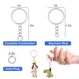 Listing 3 of 5 for 100pcs Keychain Rings, 2'' Split Keyrings with Chain and Jump Ring for DIY,