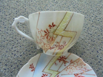 Listing 5 of 9 for Antique eggshell china duo - lightning bolt pattern