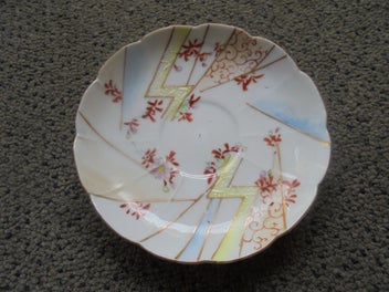 Listing 8 of 9 for Antique eggshell china duo - lightning bolt pattern