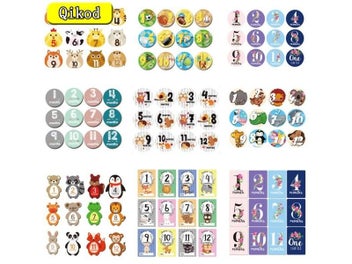 Listing 3 of 10 for 12 Pcs Month Sticker Baby Photography Milestone Memorial Monthly Newborn Kids