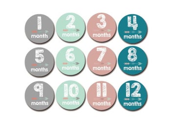 Listing 5 of 10 for 12 Pcs Month Sticker Baby Photography Milestone Memorial Monthly Newborn Kids