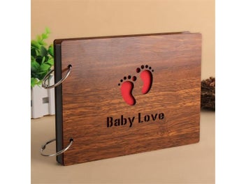 Listing 5 of 10 for 8 Inch Wood Covered Handmade Loose-leaf Baby/Wedding Memorial Photo Album