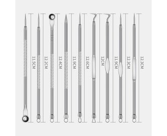 Listing 7 of 9 for 9 Pcs Acne Remover Tool Set Stainless Steel Double-Head Acne Needles Remove