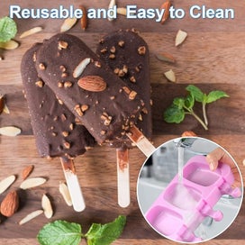 Listing 3 of 5 for Popsicle Mould, 2pcs Silicone Ice Cream Mould With Lid And 100 Wooden Lolly Pop