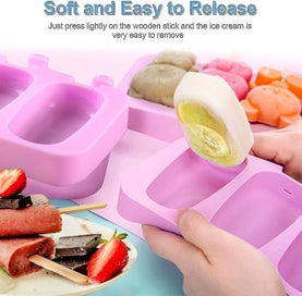 Listing 4 of 5 for Popsicle Mould, 2pcs Silicone Ice Cream Mould With Lid And 100 Wooden Lolly Pop