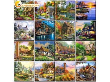 Listing 3 of 10 for Town Diy Oil Painting By Numbers Landscape By Numbers Acrylic Paint Modern Wall