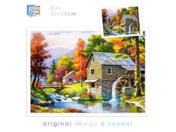Listing 4 of 10 for Town Diy Oil Painting By Numbers Landscape By Numbers Acrylic Paint Modern Wall