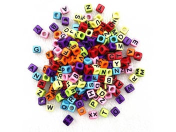 Listing 4 of 7 for 100pcs 7x4mm 6x6mm Mixed Alphabet Letter Beads For Jewelry DIY
