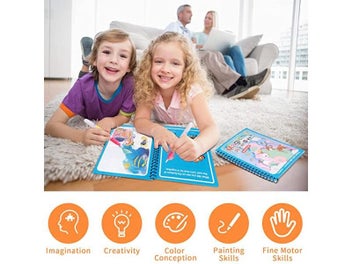 Listing 7 of 10 for Montessori Toys Reusable Coloring Book Magic Water Painting Book Magic Book