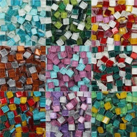 Listing 4 of 9 for 120g/4.23oz Approx 120pcs 1cm Square Multi-Color Glitter Shiny Glass Mosaic