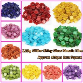 Listing 7 of 9 for 120g/4.23oz Approx 120pcs 1cm Square Multi-Color Glitter Shiny Glass Mosaic