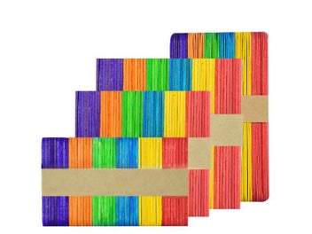 Listing 4 of 10 for 50Pcs Natural Wooden Ice Cream Sticks Colorful Wood Stick For Kids DIY