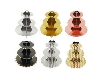 Listing 5 of 10 for 3-Layer Paper Bronzing Cake Stand Birthday Party Wedding Cake Decoration DIY