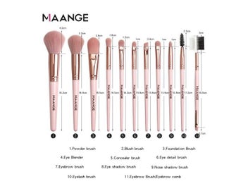 Listing 7 of 10 for MAANGE Makeup Brushes Pro Pink Brush Set Powder EyeShadow Blending Eyeliner