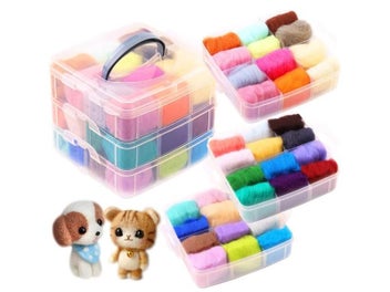 Listing 1 of 10 for MIUSIE Wool Felt Kit Needle Felting Tool Wool Fibre Felt Fabric DIY Handmade