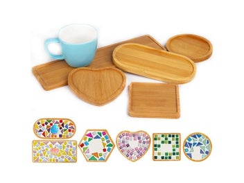Listing 3 of 10 for Wooden Round Square Cup Coasters Mosaic DIY Craft Tool