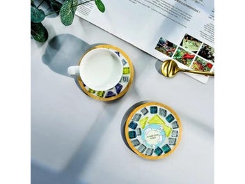 Listing 6 of 10 for Wooden Round Square Cup Coasters Mosaic DIY Craft Tool