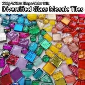 Listing 3 of 10 for 120g/4.23oz Glass Mosaic Tiles Shape/Color Mix DIY Craft Shiny Materials