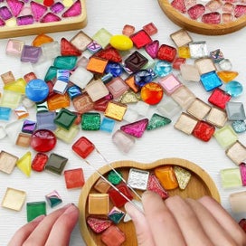 Listing 4 of 10 for 120g/4.23oz Glass Mosaic Tiles Shape/Color Mix DIY Craft Shiny Materials