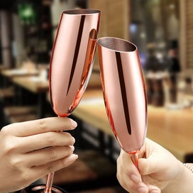 Listing 9 of 9 for Premium Stainless Steel Champagne Glasses 4-Pack Shatterproof Diagonal Flutes...