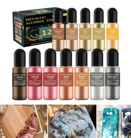 Listing 16 of 20 for 12 x Metal Dye Epoxy Resin Pigment Alcohol Liquid Ink Colorant Dye