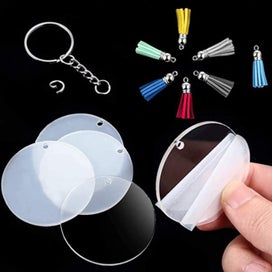 Listing 6 of 15 for Acrylic Circle Discs Keychain Blanks Vinyl Making Kit
